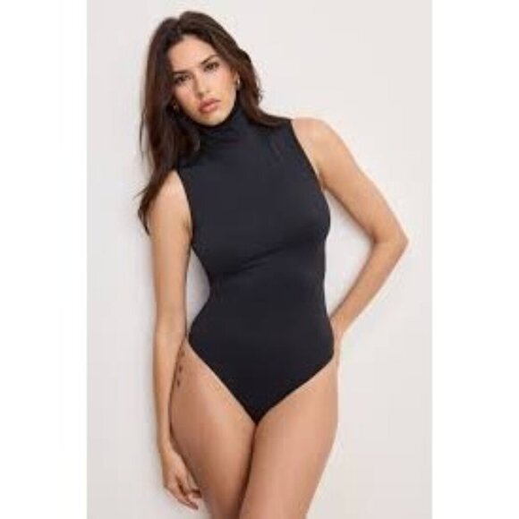 Good American Tops - Good American Women's Weightless Mock Neck Bodysuit Sleeveless Black Size 5 / 2X